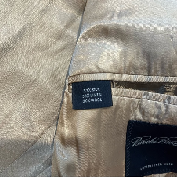 Brooks Brothers Mens Olive Green Silk/Linen/Wool Blend 2 Button Blazer Size 43 R - Picture 4 of 11